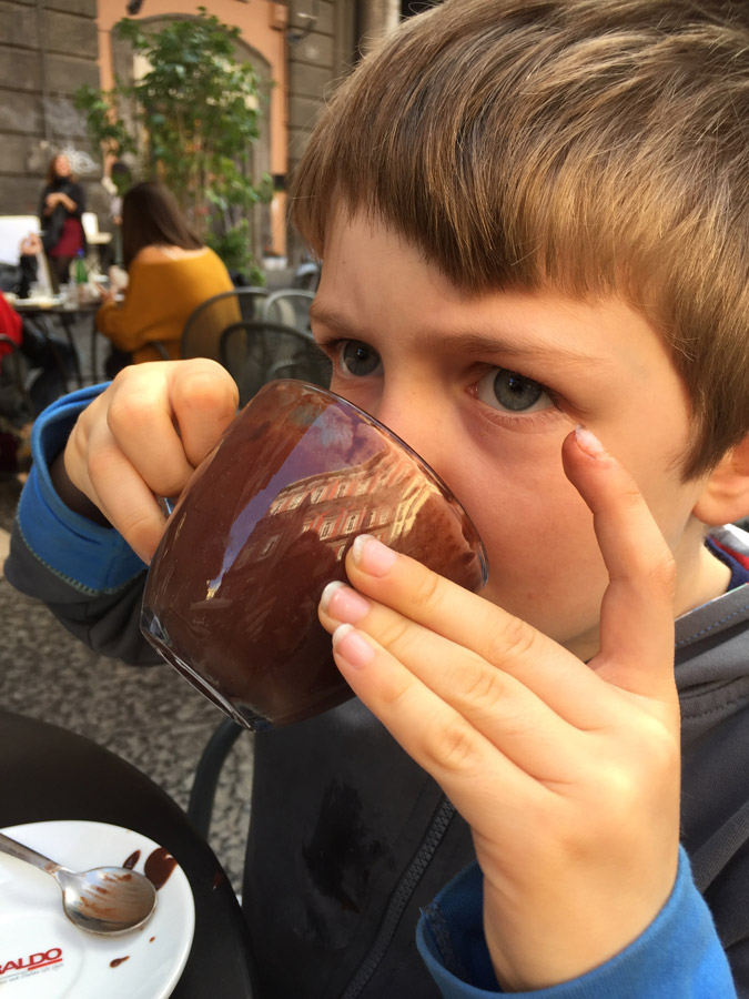 Hot Chocolate in Naples is a bit different to what we get at home!